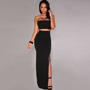 The Side Slit Black Maxi Skirt